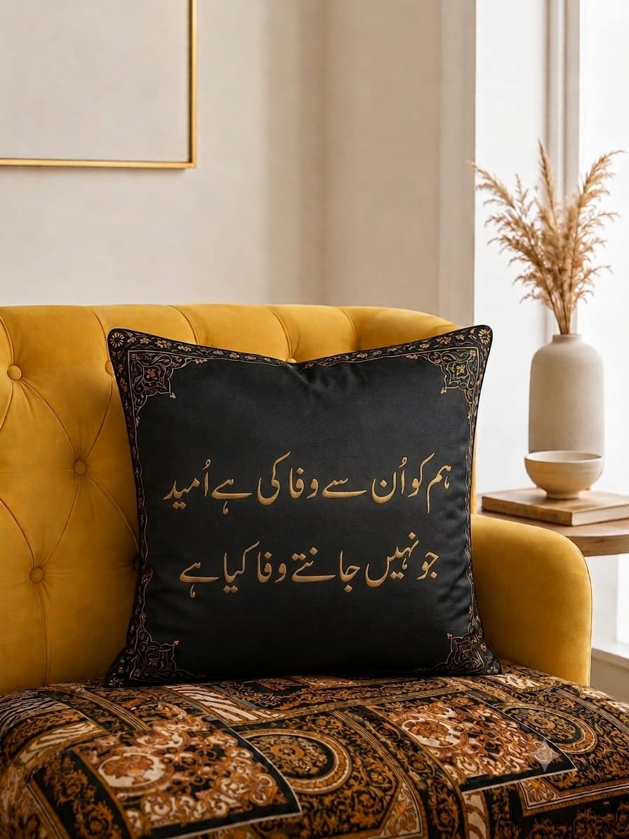 Mirza Ghalib Poetry - Cushion Cover - Hum ko un se wafa ki hai umeed