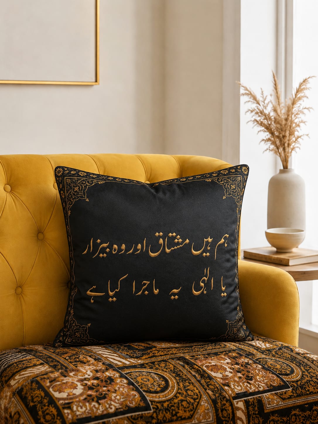 Mirza Ghalib Poetry - Cushion Cover - Hum hain mushtaq aur woh bezaar