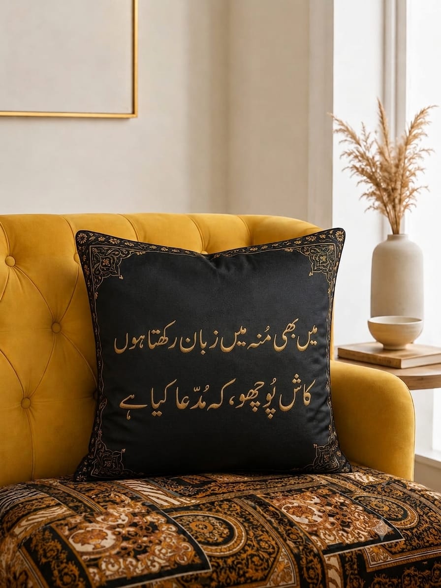 Mirza Ghalib Poetry - Cushion Cover - Main bhi munh mein zabaan rakhta hoon